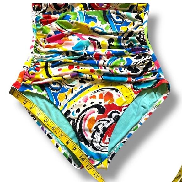 Anne Cole Twist Front Shirred One Piece Swimsuit Size 10 - Picture 8 of 17